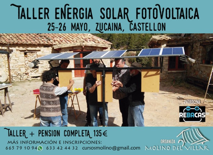 Dimensiona tu propia instalación Fotovoltaica, conoce sus componentes y conéctate al Sol, Taller fotovoltaica, Molino del Villar 22-23 junio